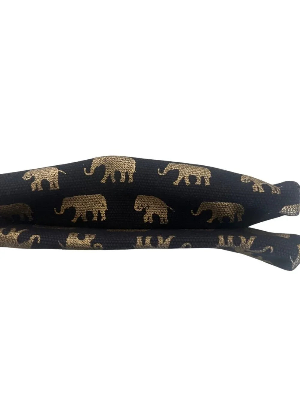 Kestrel Black & Gold Elephant Print Canvas Zipper Pouch With Tassel Accent